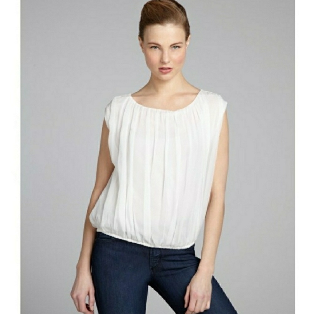 Max Studio Pleated Chiffon Top